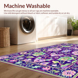 Ultra Soft Area Rug, Non Slip, Stain Resistant, Washable Area Rugs for Living Room, Bedroom, Artful Purple and Green Harmony(Purple)