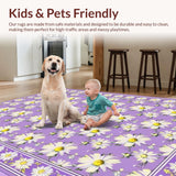 Ultra Soft Area Rug, Non Slip, Stain Resistant, Washable Area Rugs for Living Room, Bedroom, Cute Lavender Blooming Style(Purple)