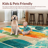 Ultra Soft Area Rug, Non Slip, Stain Resistant, Washable Area Rugs for Living Room, Bedroom, Tropical Paradise Surf Rug Ocean Inspired Longboard Decorative Mat(Blue)