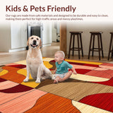 Ultra Soft Area Rug, Non Slip, Stain Resistant, Washable Area Rugs for Living Room, Bedroom, Eye-Catching Groovy Linear Elements(Brown)