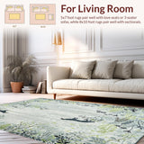 Ultra Soft Area Rug, Non Slip, Stain Resistant, Washable Area Rugs for Living Room, Bedroom, Grey Wolf Rug Wildflowers Weeds Pattern Floor Mat Contemporary Carpet(Gray)