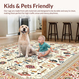 Ultra Soft Area Rug, Non Slip, Stain Resistant, Washable Area Rugs for Living Room, Bedroom, Beige Boho Bathroom for Tub Shower(Ivory)