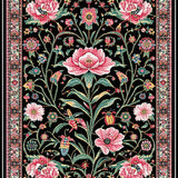 Ultra Soft Area Rug, Non Slip, Stain Resistant, Washable Area Rugs for Living Room, Bedroom, Vibrant Insect Floral Arrangement(Black)
