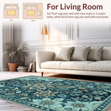 Ultra Soft Area Rug, Non Slip, Stain Resistant, Washable Area Rugs for Living Room, Bedroom, Distressed Medallion Bedroom Carpet in Green and Blue(Blue)
