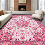 Ultra Soft Area Rug, Non Slip, Stain Resistant, Washable Area Rugs for Living Room, Bedroom, Artistic Bright Floral Impression(Pink)