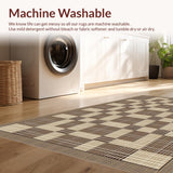 Ultra Soft Area Rug, Non Slip, Stain Resistant, Washable Area Rugs for Living Room, Bedroom, Modern Oversized Checkered Design(Beige)