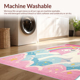 Ultra Soft Area Rug, Non Slip, Stain Resistant, Washable Area Rugs for Living Room, Bedroom, Unicorn-Themed Plush Nursery Area Carpet(Red)