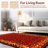 Ultra Soft Area Rug, Non Slip, Stain Resistant, Washable Area Rugs for Living Room, Bedroom, Bold Fiery Swirl Pattern(Red)