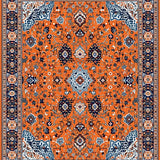 Ultra Soft Area Rug, Non Slip, Stain Resistant, Washable Area Rugs for Living Room, Bedroom, Charming Vintage Botanical Inspiration(Orange)