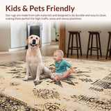 Ultra Soft Area Rug, Non Slip, Stain Resistant, Washable Area Rugs for Living Room, Bedroom, Pet Friendly Boho Floor With Vintage Medallion Motif(Beige)