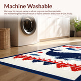 Ultra Soft Area Rug, Non Slip, Stain Resistant, Washable Area Rugs for Living Room, Bedroom, Colorful Coastal Themed Runner(White)