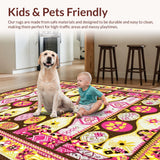 Ultra Soft Area Rug, Non Slip, Stain Resistant, Washable Area Rugs for Living Room, Bedroom, Charming Rustic Egg Arrangement(Pink)