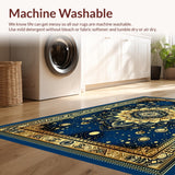 Ultra Soft Area Rug, Non Slip, Stain Resistant, Washable Area Rugs for Living Room, Bedroom, Sacred Golden Mandala Aesthetic(Gold)