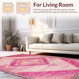 Ultra Soft Area Rug, Non Slip, Stain Resistant, Washable Area Rugs for Living Room, Bedroom, Rustic Pink Western Boot Motif(Pink)