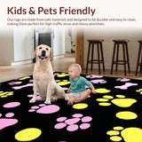 Ultra Soft Area Rug, Non Slip, Stain Resistant, Washable Area Rugs for Living Room, Bedroom, Joyful Fluffy Pup Design Aesthetic(Black)