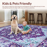 Ultra Soft Area Rug, Non Slip, Stain Resistant, Washable Area Rugs for Living Room, Bedroom, Whimsical Violet Ogee Pattern(Purple)