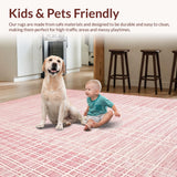 Ultra Soft Area Rug, Non Slip, Stain Resistant, Washable Area Rugs for Living Room, Bedroom, Contemporary Fluffy Abstract Style(Pink)