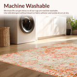 Ultra Soft Area Rug, Non Slip, Stain Resistant, Washable Area Rugs for Living Room, Bedroom, Lively Floral Trellis Composition(Orange)