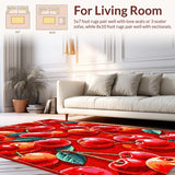 Ultra Soft Area Rug, Non Slip, Stain Resistant, Washable Area Rugs for Living Room, Bedroom, Fresh Contemporary Fruit Design(Red)