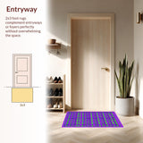 Ultra Soft Area Rug, Non Slip, Stain Resistant, Washable Area Rugs for Living Room, Bedroom, Dynamic Learning-Focused Lattice Style(Purple)