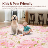 Ultra Soft Area Rug, Non Slip, Stain Resistant, Washable Area Rugs for Living Room, Bedroom, Delicate Creamy Petal Aesthetic(Pink)