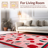 Ultra Soft Area Rug, Non Slip, Stain Resistant, Washable Area Rugs for Living Room, Bedroom, Feminine Fruit-Inspired Aesthetic(Pink)