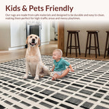 Ultra Soft Area Rug, Non Slip, Stain Resistant, Washable Area Rugs for Living Room, Bedroom, Monochrome Striped Rug, Modern Geometric Design(Gray)