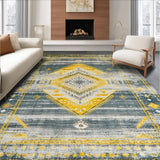 Ultra Soft Area Rug, Non Slip, Stain Resistant, Washable Area Rugs for Living Room, Bedroom, Rustic Tribal Geometric Aesthetic(Gray)
