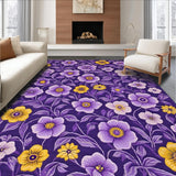Ultra Soft Area Rug, Non Slip, Stain Resistant, Washable Area Rugs for Living Room, Bedroom, Luxurious Vibrant Garden Style(Purple)