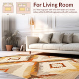 Ultra Soft Area Rug, Non Slip, Stain Resistant, Washable Area Rugs for Living Room, Bedroom, Elegant Trellis Pattern in Warm Hues(Beige)