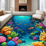 Ultra Soft Area Rug, Non Slip, Stain Resistant, Washable Area Rugs for Living Room, Bedroom, Playful Ocean Theme Kindergarten Home Decor Rug(Blue)