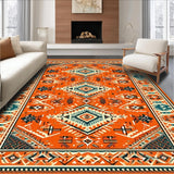 Ultra Soft Area Rug, Non Slip, Stain Resistant, Washable Area Rugs for Living Room, Bedroom, Quirky Half Circle Color Splash(Orange)