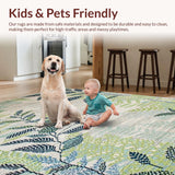 Ultra Soft Area Rug, Non Slip, Stain Resistant, Washable Area Rugs for Living Room, Bedroom, Minimalist Floral Pattern Inspiration(Gray)
