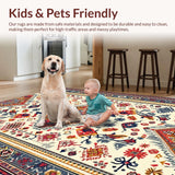 Ultra Soft Area Rug, Non Slip, Stain Resistant, Washable Area Rugs for Living Room, Bedroom, Boho Cream Multi High Traffic Living Room Rug(White)