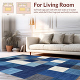 Ultra Soft Area Rug, Non Slip, Stain Resistant, Washable Area Rugs for Living Room, Bedroom, Dynamic Colorful Geometric Arrangement(Blue)