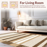 Ultra Soft Area Rug, Non Slip, Stain Resistant, Washable Area Rugs for Living Room, Bedroom, Rustic Neutral Border Motif(Beige)
