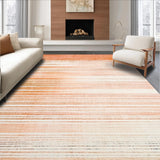 Ultra Soft Area Rug, Non Slip, Stain Resistant, Washable Area Rugs for Living Room, Bedroom, Elegant Peach and Gold Gradient Rug with Thin Striped Motif and Modern Lines(Beige)