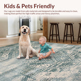 Ultra Soft Area Rug, Non Slip, Stain Resistant, Washable Area Rugs for Living Room, Bedroom, Rustic Textured Geometric Motif(Gray)