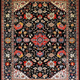Ultra Soft Area Rug, Non Slip, Stain Resistant, Washable Area Rugs for Living Room, Bedroom, Artistic Black and Red Nature Design(Black)