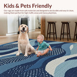 Ultra Soft Area Rug, Non Slip, Stain Resistant, Washable Area Rugs for Living Room, Bedroom, Tropical Coral Geometric Artistry(Blue)