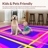 Ultra Soft Area Rug, Non Slip, Stain Resistant, Washable Area Rugs for Living Room, Bedroom, Lively Vintage Pixelated Style(Blue)