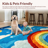 Ultra Soft Area Rug, Non Slip, Stain Resistant, Washable Area Rugs for Living Room, Bedroom, Celestial High Pile Kids Bedroom Carpet(Blue)