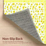 Ultra Soft Area Rug, Non Slip, Stain Resistant, Washable Area Rugs for Living Room, Bedroom, Contemporary Grey Blossom Design(Yellow)
