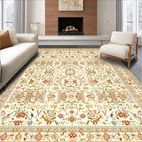 Ultra Soft Area Rug, Non Slip, Stain Resistant, Washable Area Rugs for Living Room, Bedroom, Woven Beige Boho Round(Beige)