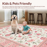 Ultra Soft Area Rug, Non Slip, Stain Resistant, Washable Area Rugs for Living Room, Bedroom, Sophisticated Colorful Geometric Shapes(Ivory)