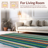 Ultra Soft Area Rug, Non Slip, Stain Resistant, Washable Area Rugs for Living Room, Bedroom, Rustic Autumn Half Circle Entryway Jute Rug(Blue)