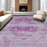 Ultra Soft Area Rug, Non Slip, Stain Resistant, Washable Area Rugs for Living Room, Bedroom, Vibrant Diamond Symmetry Style(Purple)