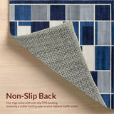 Ultra Soft Area Rug, Non Slip, Stain Resistant, Washable Area Rugs for Living Room, Bedroom, Chic Blue Geometric Design(Blue)