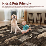 Ultra Soft Area Rug, Non Slip, Stain Resistant, Washable Area Rugs for Living Room, Bedroom, Chic Nature Inspired Design(Brown)