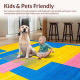 Ultra Soft Area Rug, Non Slip, Stain Resistant, Washable Area Rugs for Living Room, Bedroom, Elegant Colorful Wave Arrangement(Yellow)